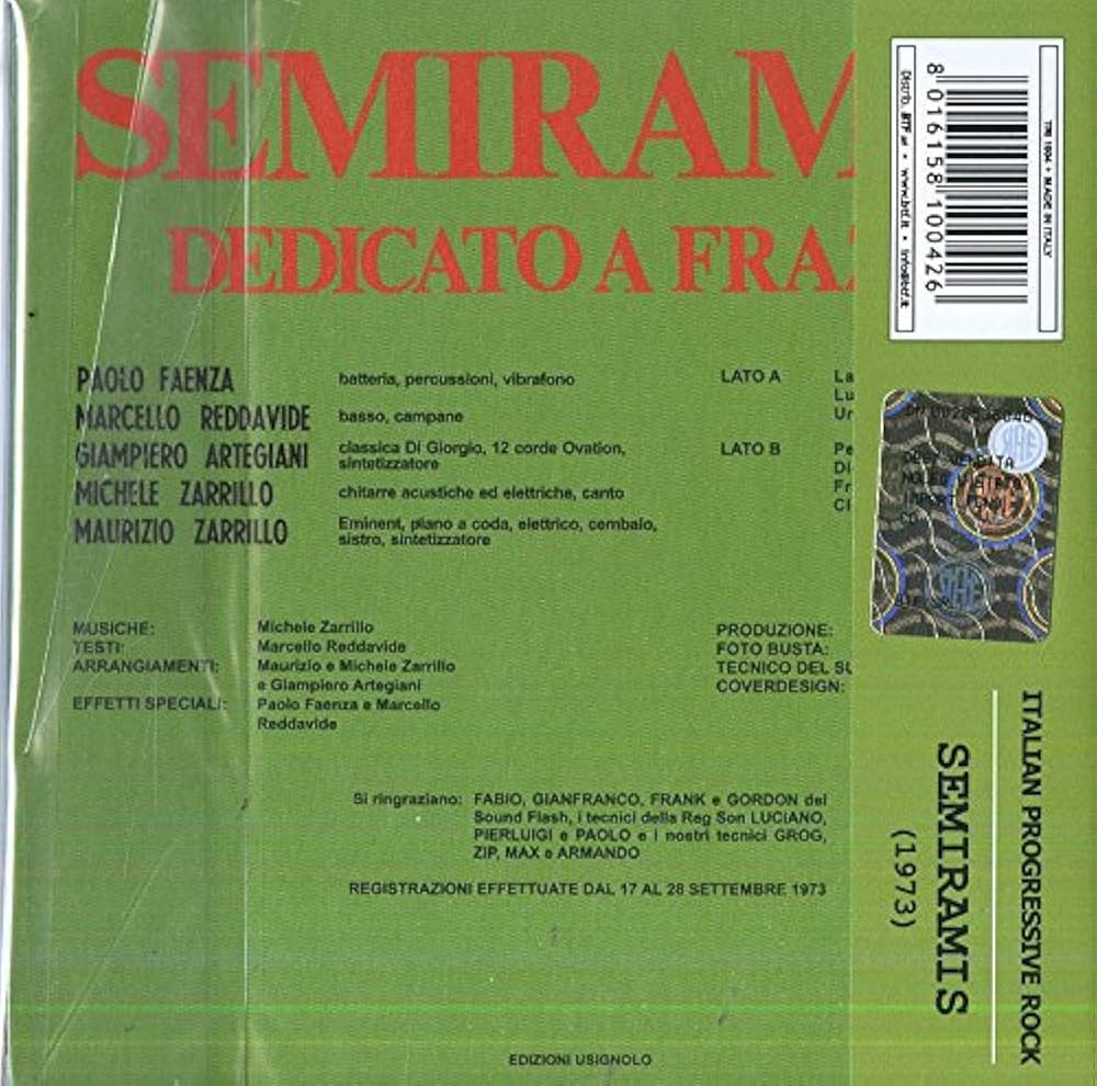 SEMIRAMIS(セミラミス)『DEDICATO A FRAZZ』オリジナル Semiramis – Dedicato A Frazz – CD (Album, Reissue), 1989